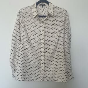 Express Portofino Georgette Polka Dot  Button-Down Long Sleeve Shirt sz M